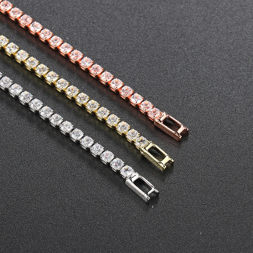 luckacco fashion multicolor tennis bracelet for women 2.5/3/4/5mm zirconia charm designer tennis chain men bracelet wedding jewelry kc128