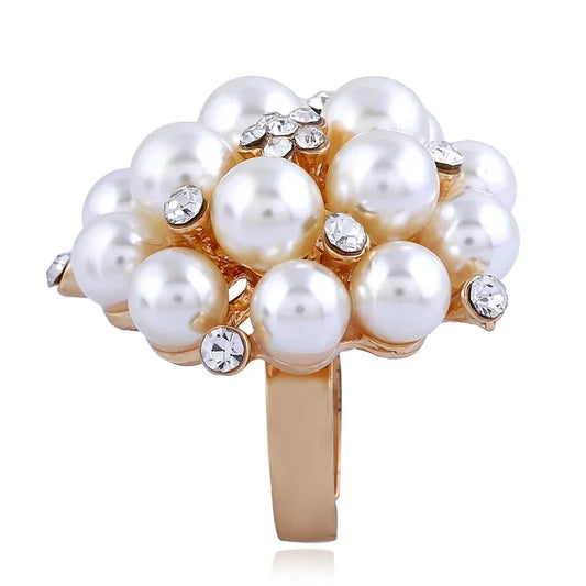 Luckacco Europe and America Popular Jewelry Popular Fashion Index Finger Ring Opening Adjustable Pearl Ring