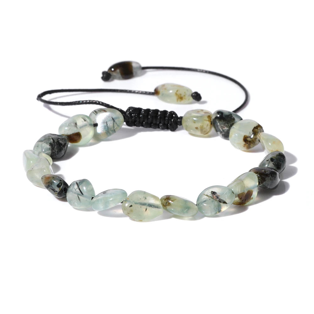 luckacco natural crystal gravel stone bracelets for women healing irregular amethysts lapis lazuli rose quartzs chain bracelet jewelry