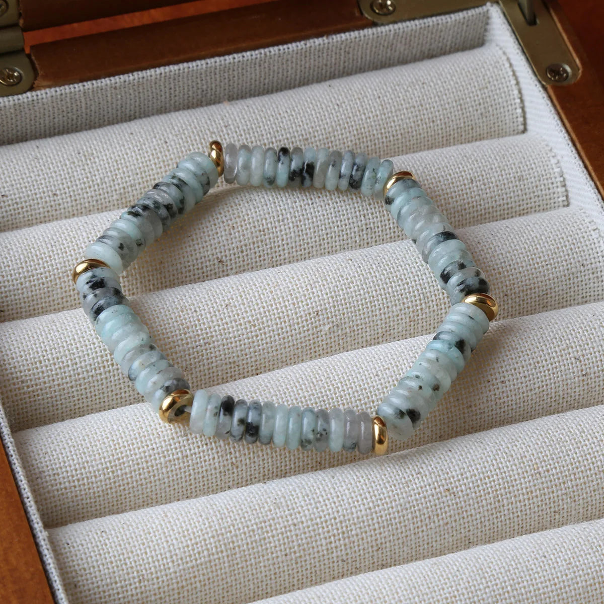luckacco summer cool elastic bracelet color beads dopamine girl versatile natural stone bead trend 2024 new
