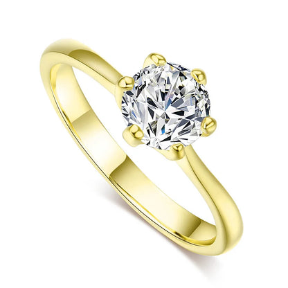 Luckacco Engagement Rings For Women Bride Crystal Silver Gold Color Wedding Rings Accessories Jewelry Korean Fashion Jewelry R014
