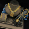 Luckacco JRH Gold Plated 4-Piece Jewelry Set for Women Africa Elegant Necklace Earrings Bracelet Ring Luxury Gift Set for Her
