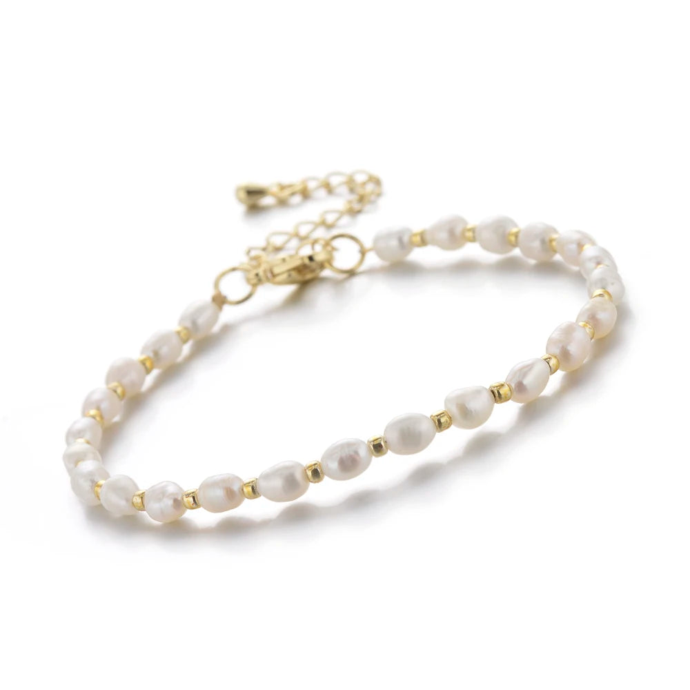 luckacco 4-4.5mm freshwater pearl and seed beads bracelet  handmade bracelet for women girl jewelry