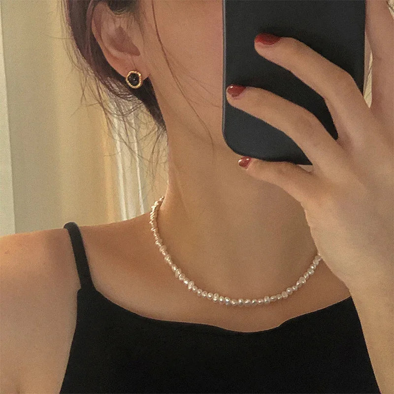 luckacco hengsheng 4-5mm baroque freshwater pearl necklaces 38cm 45cm 50cm 925sterling silver necklaces jewelry gift 2025 new arrivals