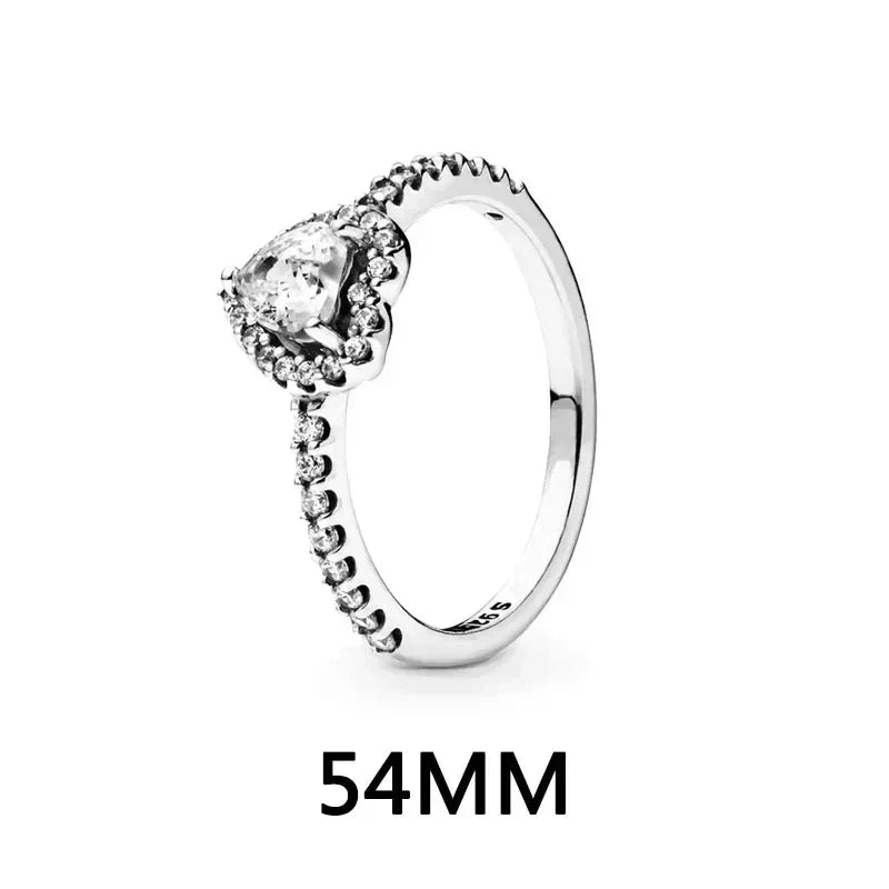 luckacco new 925 sterling silver heart-shaped pink ring necklace earring set luxurious sparkling charm jewelry fashion wedding gift