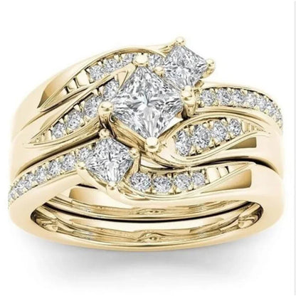Luckacco Luxury Marquis Cut Droplet Ring Women's Gorgeous Anniversary Party Jewelry Noble  Fashion Engagement Ceremony Accessories