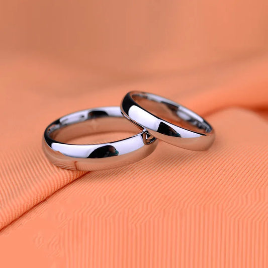 Luckacco Fashion simple titanium steel plain couples ring 6mm and 4mm rings Wedding Promise Engagement Rings For Women