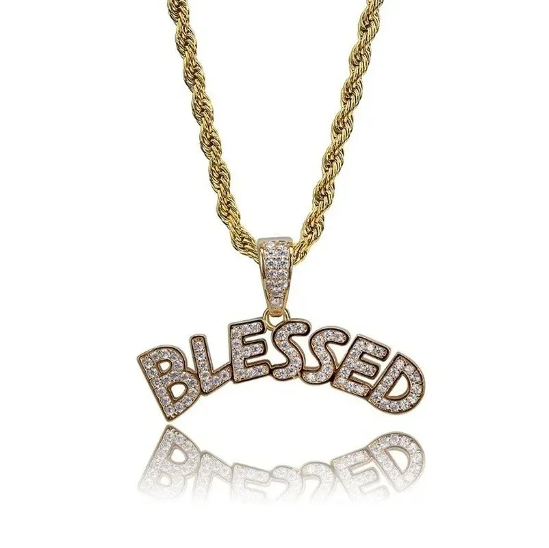 luckacco hip hop ice out zircon letter otf letter pendant necklace for men and women fashion rock party jewelry gift