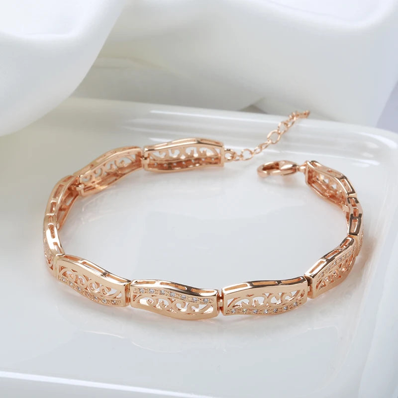 luckacco kinel fashion 585 rose gold ethnic bride bracelet for women luxury natural zircon vintage wedding fine jewelry 2022 new