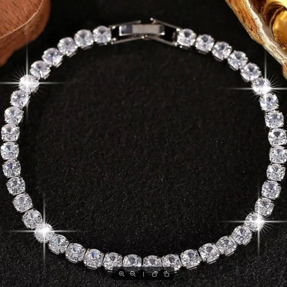 luckacco water drill heart encrusted roman bracelet minority design sense ins simple crystal zircon wedding bracelet