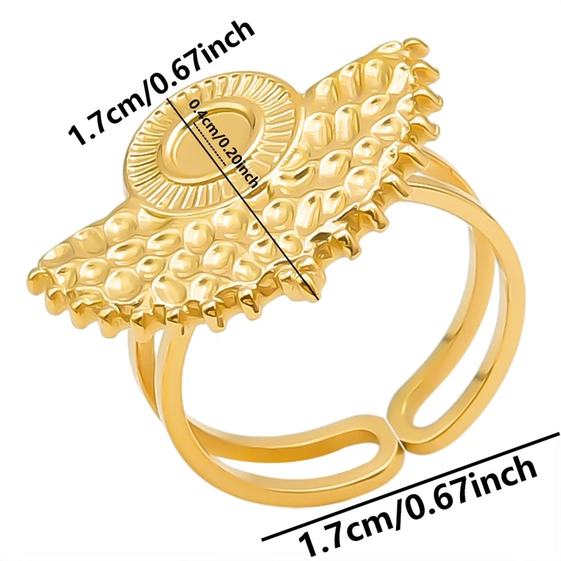 luckacco oval square leaf heart sun base open adjustable ring diy rhinestone oil drop stainless steel rings for women men jewelry bagues