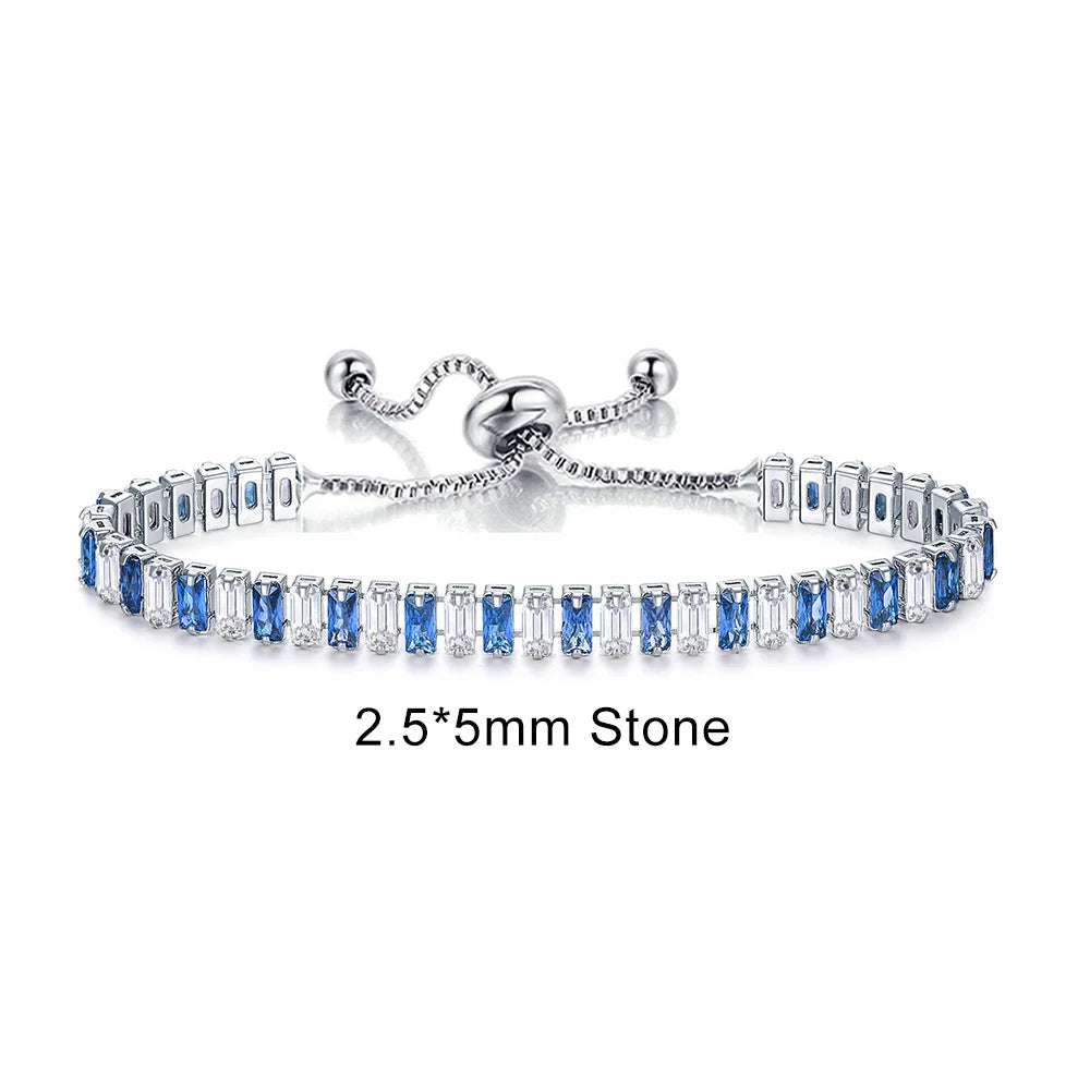 luckacco adjustable multicolor tennis bracelets for women ladies wedding rainbow colorful zircon charm bracelet hand chain jewelry dzh043