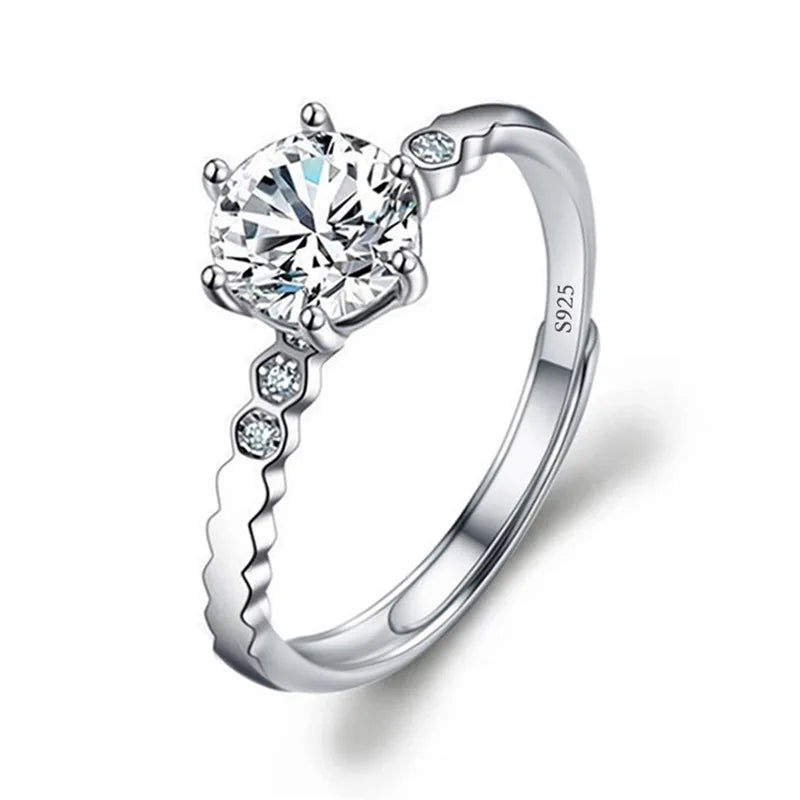 luckacco never fade luxury classic 18k white gold color ring solitaire 2 carat zirconia diamant wedding band women jewelry accessories