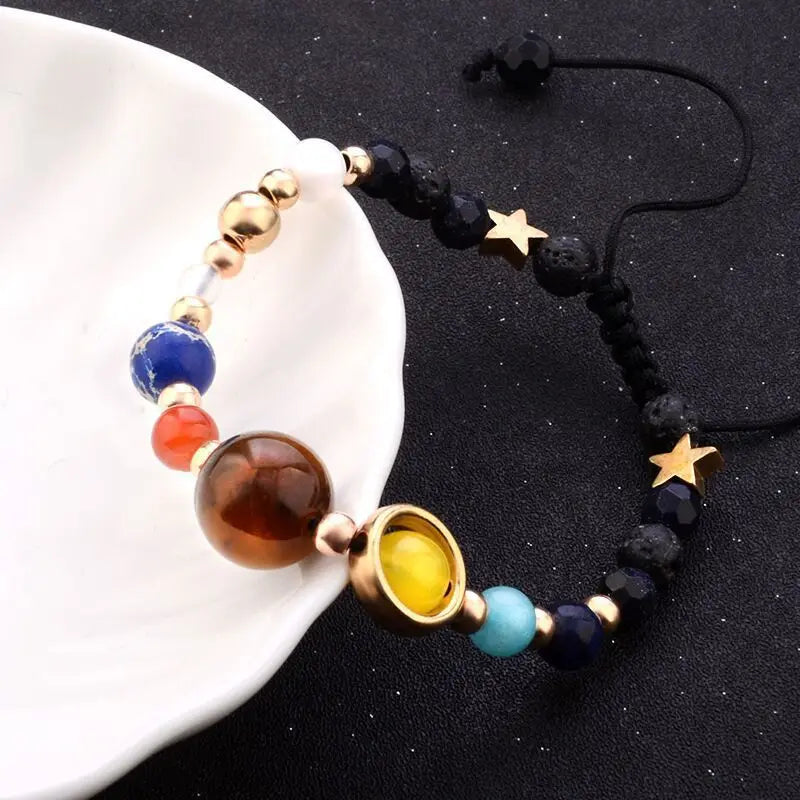 luckacco cosmic galaxy solar system eight planets bracelet, wearing it means the universe is under control