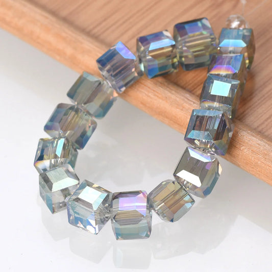 Luckacco 3mm 4mm 6mm 8mm 10mm Cube Square Faceted Czech Crystal Glass Loose Crafts Beads  Lot for Jewelry Making DIY Part 1