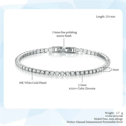 Luckacco Fashion Multicolor Tennis Bracelet for Women 2.5/3/4/5mm Zirconia Charm Designer Tennis Chain Men Bracelet Wedding Jewelry KC128