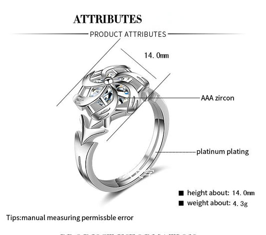 Luckacco 2023 New Fashion Silver Color Wedding Ring For Women Men The Galadriel Nenya Windmill Shape Jewelry Christmas Friends Gift
