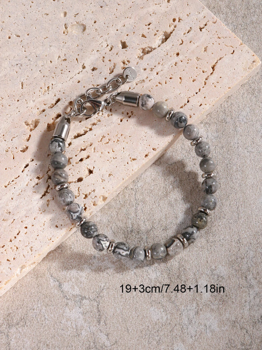 Luckacco Pulseras Hombre Natural Stone Man Beaded Bracelets Homme lapis lazuli Phoenix Stone Men's Bracelets For Men Fathers Day Gifts
