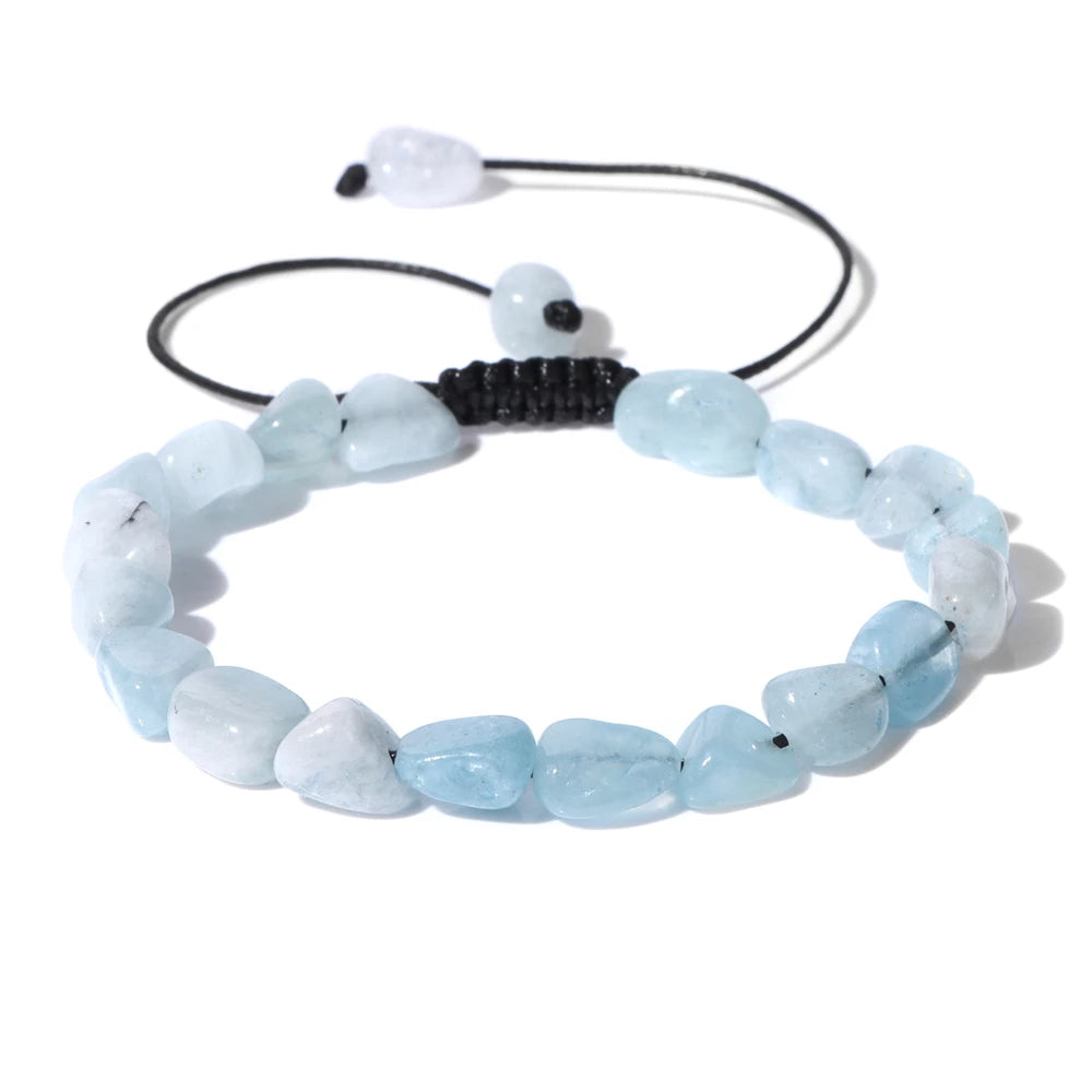 luckacco natural crystal gravel stone bracelets for women healing irregular amethysts lapis lazuli rose quartzs chain bracelet jewelry