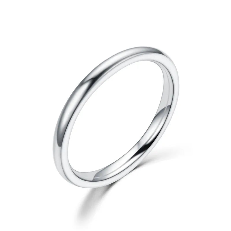 luckacco 2mm thin stainless steel rings rose gold fashion simple titanium steel rings for women girl gifts