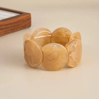 Luckacco 6 Style Boho Punk Geometric Acrylic Resin Elasticity Bangles for Women Vintage CCB Beads Bangle Bracelets Charm Jewelry