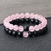 Luckacco Natural Stone Matching Couple Bracelet Distance Pink Black Beads For Men Women Strand Bracelets Bangles Yoga Lover Jewelry Gifts