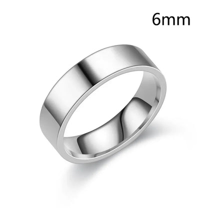Luckacco 6/8mm Smooth Customized Stainless Steel Silver Color Ring for Women Men Custom Engrave Name Logo Lover Couple Charm Jewelry Gift