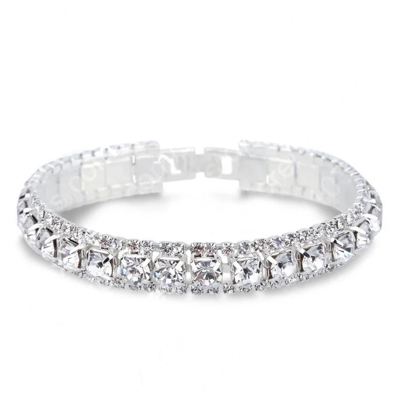 luckacco new arrival  925 sterling silver silve women classic jewelry holiday gift  clear red cubic zircon bracelet& bangle
