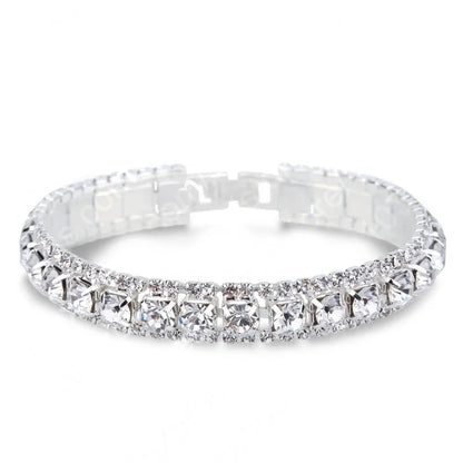 Luckacco New Arrival  925 Sterling Silver Silve Women Classic Jewelry Holiday Gift  Clear Red Cubic Zircon Bracelet& Bangle