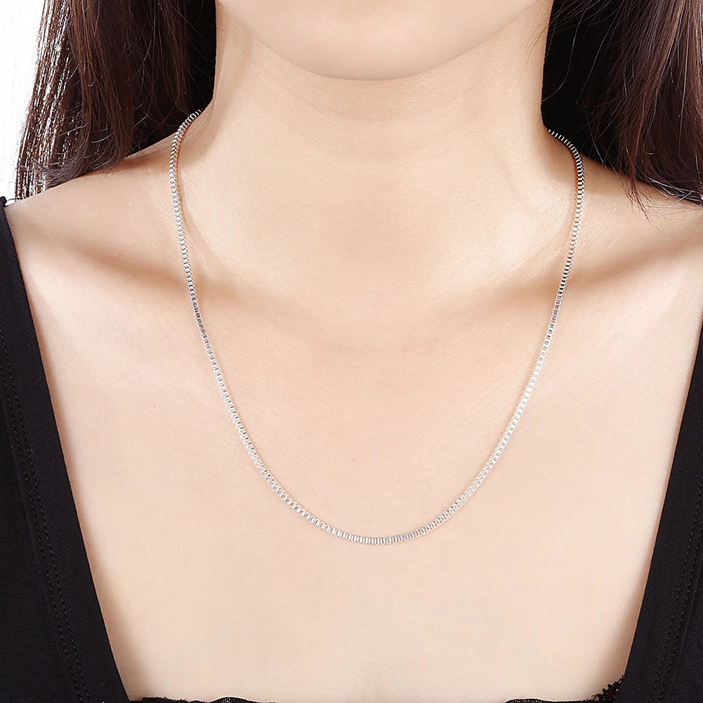 luckacco hot 925 sterling silver necklace 16-24 inches fine 2mm box chain for man women high quality fashion party jewelry gifts