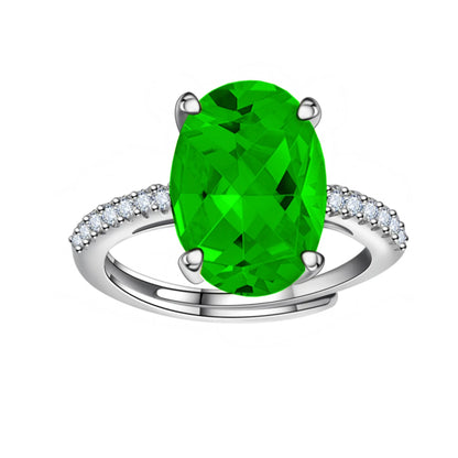 Luckacco 925 Sterling Silver Oval 4ct Lab Diamond Ring for Women – Sparkling Engagement Wedding Band Big Stone Bridal Jewelry Rings