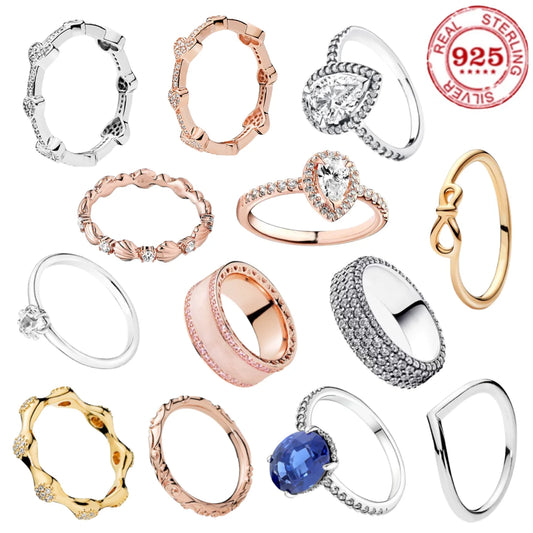 Luckacco 100% fashionable 925 sterling silver original heart-shaped water drop butterfly zircon charming ring for women's wedding jewelry