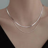 Luckacco 2023 S925 Silver Double Layer Box Chain Snake Clavicle Chain Necklace Female Fashion Hip-hop Retro Unique Design Fine Jewelry