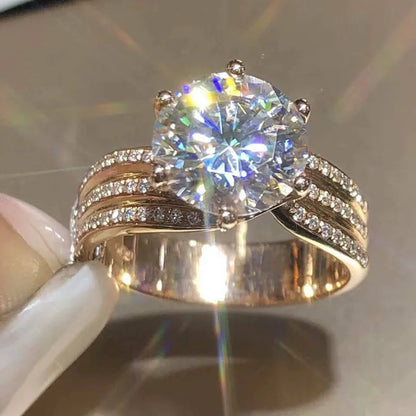 Luckacco New Fashion Luxury Sparkling Twisted Metal Inlaid Zircon Ring for Women's Daily Wear To Receptions Suitable for Wedding Banquets