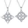 Luckacco 925 Thai Silver Classic Witch Knot Necklace With Zircons Trinity Knot Good Luck CZ Charm Wiccan Symbol Protection Jewelry