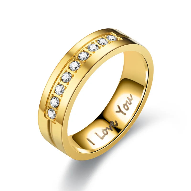 luckacco fashion stainless steel couple engagement rings for women men crystal i love you ring 2022 wedding jewelry accessories gifts