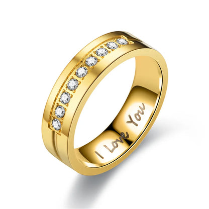 Luckacco Fashion Stainless Steel Couple Engagement Rings for Women Men Crystal I LOVE YOU Ring 2022 Wedding Jewelry Accessories Gifts