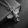 Luckacco Classic Retro Silver Plated Cute Pet Wing Cat Pendant Necklace for Men Women Fashion Personalized Clavicle Chain Jewelry Gifts