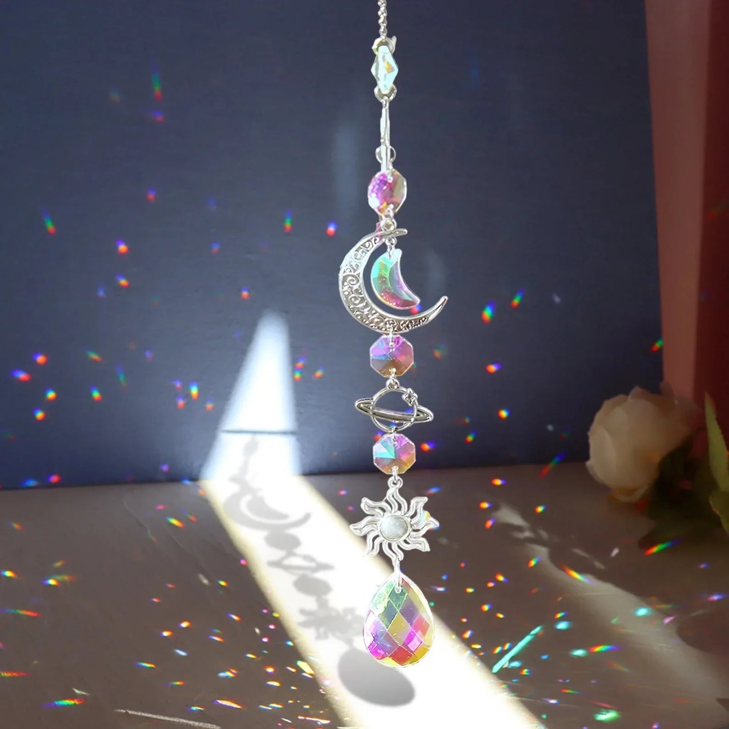 luckacco crystal wind chime rainbow maker sun catcher dream catcher pendant home garden decor wind chime, holiday, festival, home decor,