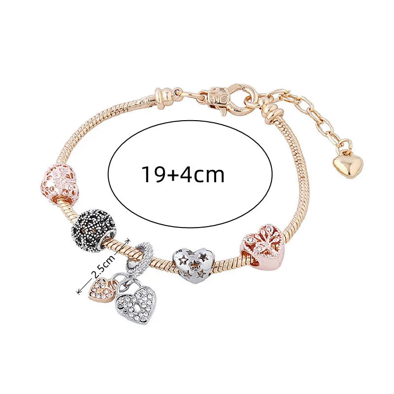 luckacco 1pcs heart shaped tree of life bracelet women fashion trend jewelry copper chain diy beads jewelry
