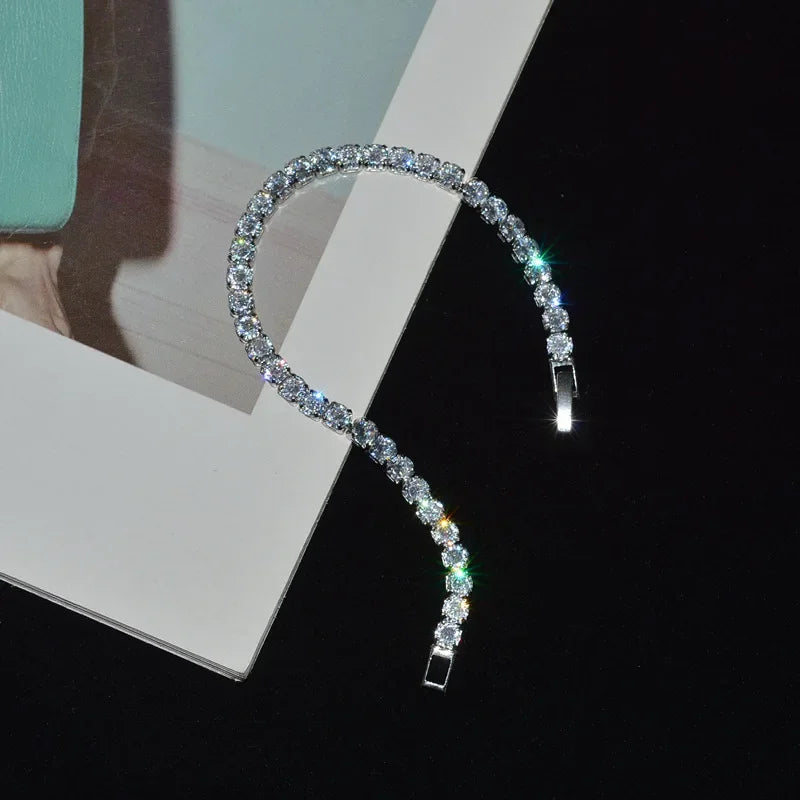luckacco 17/19cm tennis bracelet cubic zirconia iced out crystal chain bracelet for women luxury men bracelet chain homme jewelry gifts