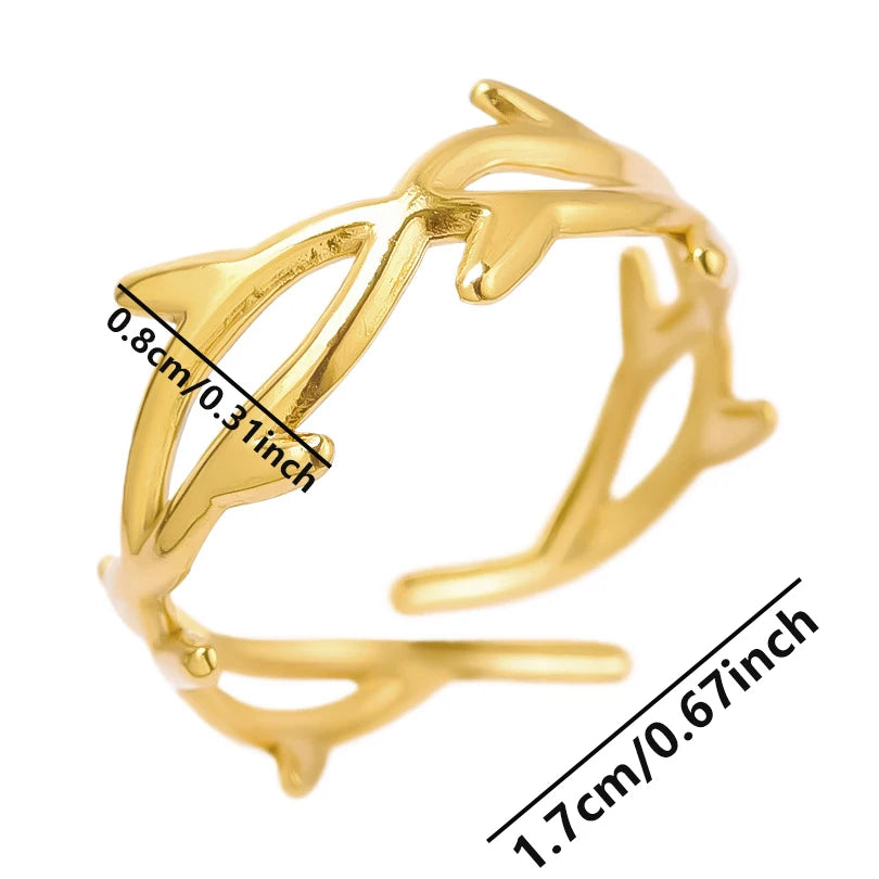 luckacco 1pc stylish marine jewelry ocean sea animals conch starfish shell ring stainless steel jellyfish scallop rings women charm gift
