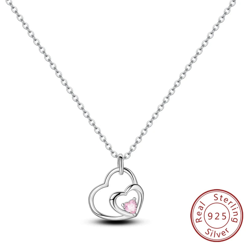 luckacco necklace 925 sterling silver butterfly love heart bear classic simple adjustable necklace for women girl fashion jewelry gifts