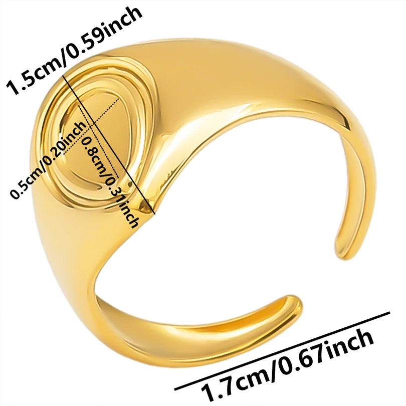 luckacco oval square leaf heart sun base open adjustable ring diy rhinestone oil drop stainless steel rings for women men jewelry bagues
