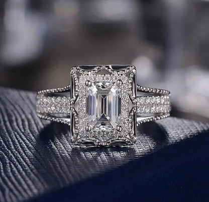 Luckacco Popular Ruifan Europe Luxury Square Double Layer Cubic Zircon Wedding Rings for Bride Women's Engagement Party Ring Jewelry