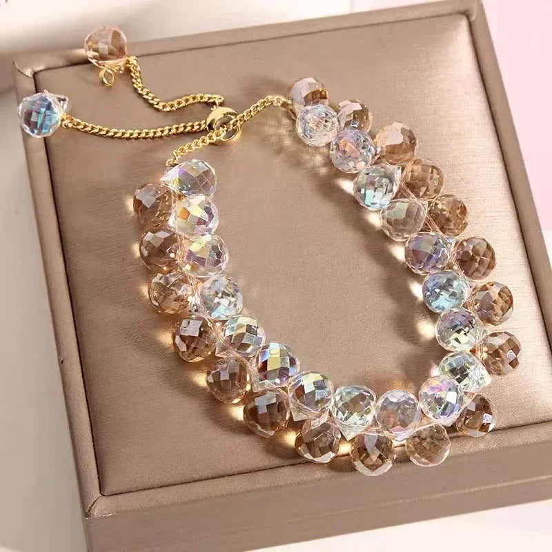 luckacco fashion brilliant purple crystal bracelet for women girls children exquisite zircon handmade beads charm bracelets jewelry gift