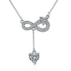 Luckacco 925 Sterling Silver Necklace Tassel Heart Pendant Sparkling Zircon Women's Necklace Birthday Party Gift Jewelry Accessories