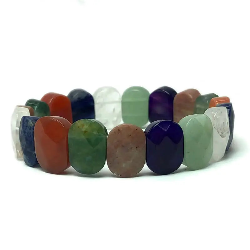 luckacco natural 10x15mm faceted flashing stone beads bracelets handmade reiki healing meditation bangles elastic rope couple jewelry