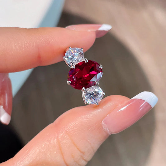 Luckacco Women's Ruby Ring for Women 925 Sterling Silver Plated Gold Infinity Wedding Engagement Anniversary Ring Girlfriend Size 5-9