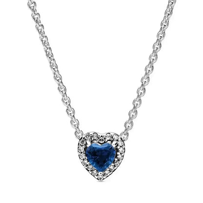 Luckacco New 925 sterling silver heart-shaped pink ring necklace earring set luxurious sparkling charm jewelry fashion wedding gift
